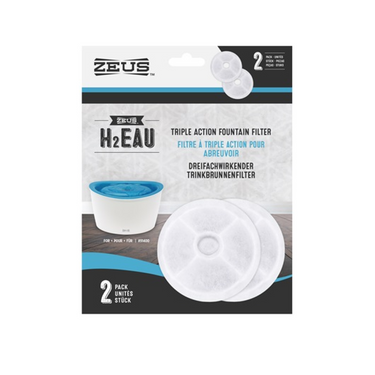 Zeus H2EAU Replacement Triple Action Fountain Filter - 2 pack